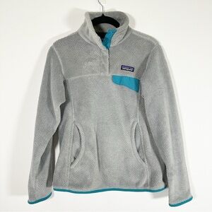 Patagonia Re-Tool Snap-T Better Fleece Pullover Sweater Grey and Teal Size XS